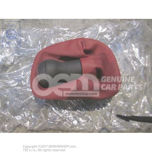 Gearstick knob with boot for gearstick lever (leather) red 1J0711113AELMJ