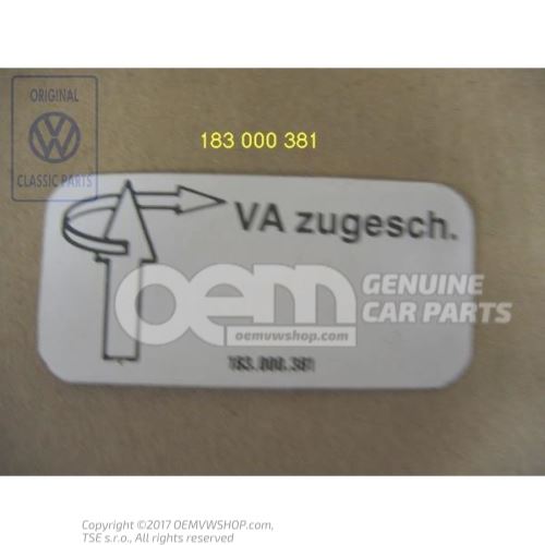 Plaque indicatrice Volkswagen VW ILTIS 183 183000381