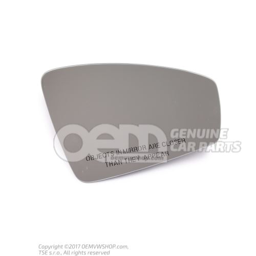 Mirror glass (convex) with carrier plate - left hand drive 5NN857522