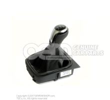 Gearstick knob (alu) with gearstick trim (leather) black 5K0711113K YMD