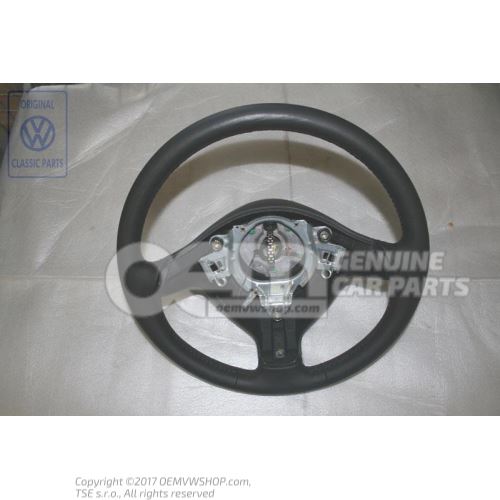 Steering wheel (leather) black/orbitblue Volkswagen Golf Cabriolet 1E 1E0419091F HCC