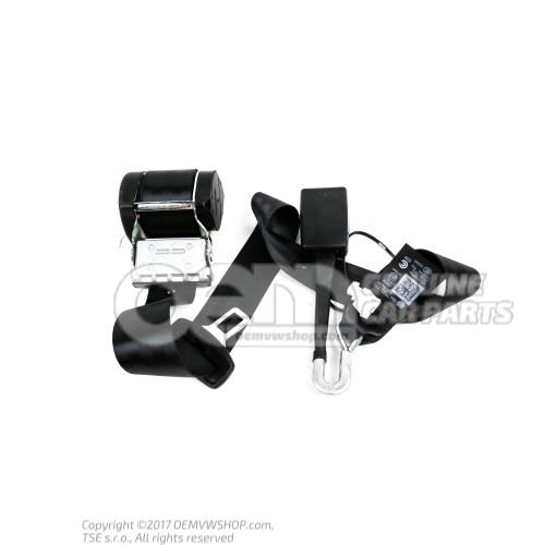 Three-point seat belt with press button buckle for front bench seat black