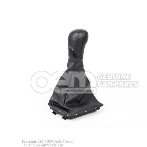 Gearstick knob with boot for gearstick lever (leatherette) satin black Skoda Octavia 5E 5E1711113 SHD
