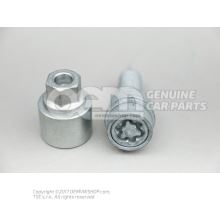 Wheel bolt, lockable with adapter code key
