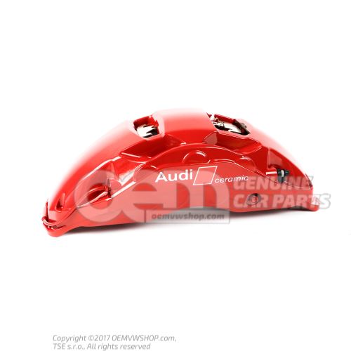 4J3615123E Audi e-tron GT red Caliper without brake pads for vehicles with ceramic brake disc pads size 420x40mm front left