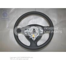 Steering wheel (leather) black/tropical orange Volkswagen Golf Cabriolet 1E 1E0419091F HCB