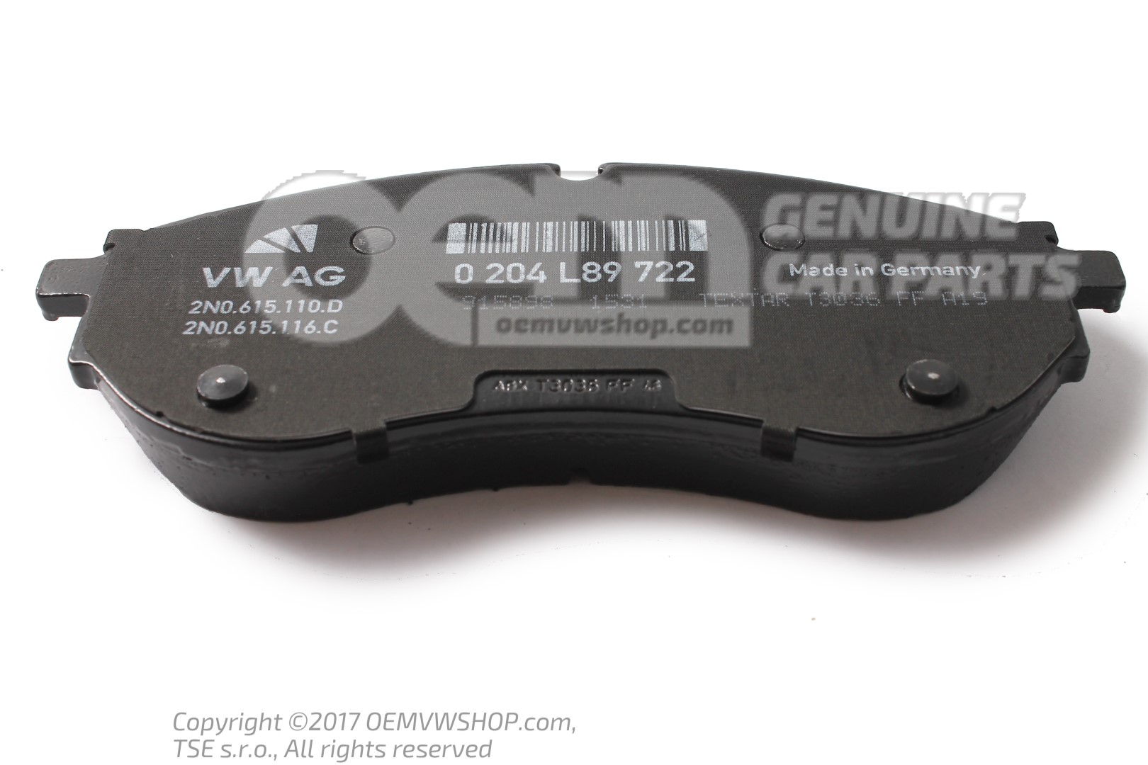 1 set of brake pads for disk brake 2N0698151B | oemVWshop.com