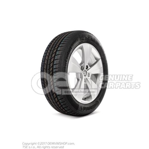 Rueda completa de invierno Llanta de aluminio de 17" apta para cadenas de nieve Plata diamante 3V0073527A 8Z8