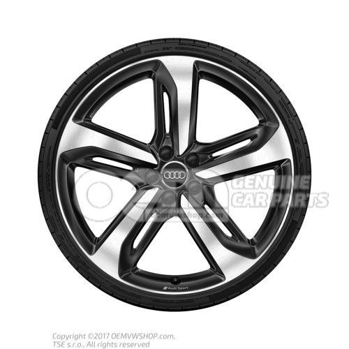 Aluminium rim with summer tyre black-glossy