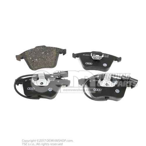 1 set: brake pads with wear indicator for disc brake Audi A8/S8 Quattro 4E 4E0698151M