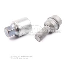 Wheel bolt, lockable with adapter code key