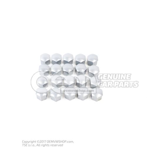 1 set of cover caps for wheel studs, chrome coloured metallic 1Z0071215  7ZS