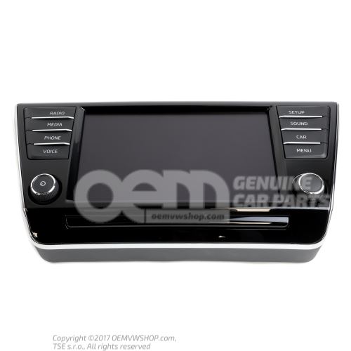 Display unit and control panel satin black/high chrome Skoda Superb 3V 3V0919606B BYY