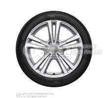 Aluminium rim with summer tyre brilliant silver part polished
