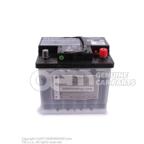 Battery with charge state indicator, filled and charged 000915105DB