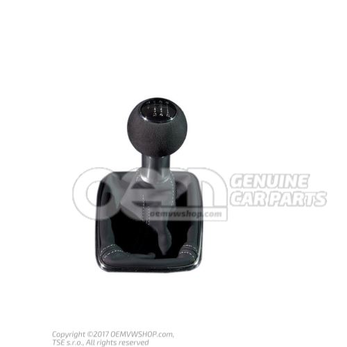 Gearstick knob (leather) with gearstick trim (leather) soul (black)/silver Audi A4/S4/Avant/Quattro 8E 8E0863278DHVDU