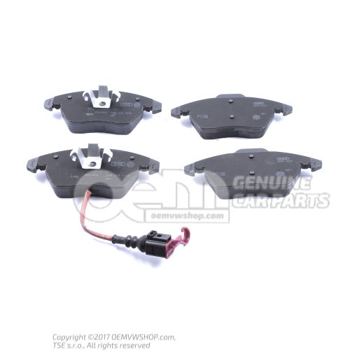 1 set: brake pads with wear indicator for disc brake 5K0698151B