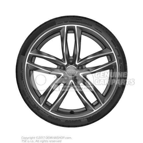 Aluminium rim with summer tyre titanium matt