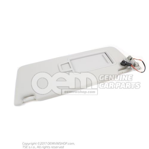 Sun visor with mirror and cover pearl grey 5G0857551AM2F4