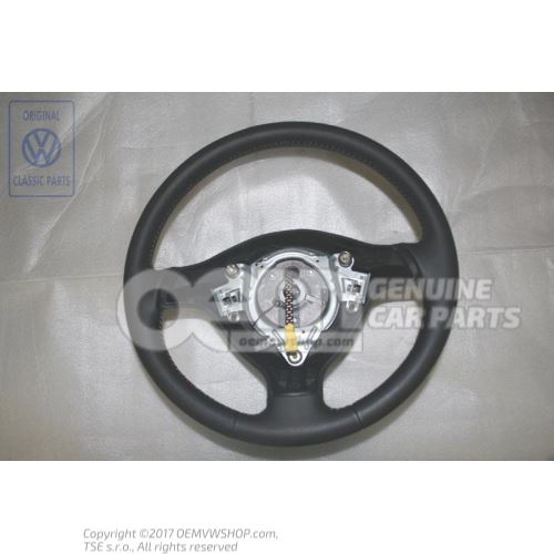 Steering wheel (leather) black/cosmic green Volkswagen Golf Cabriolet 1E 1E0419091F HCD