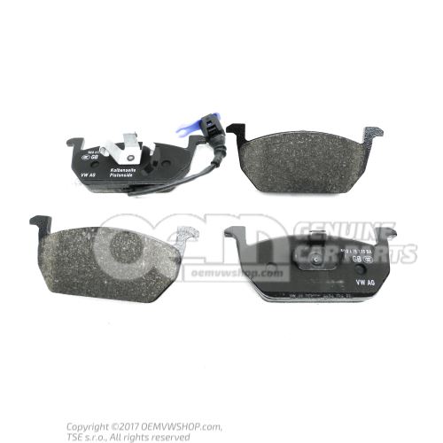 1 set: brake pads with wear indicator for disc brake 5Q0698151T