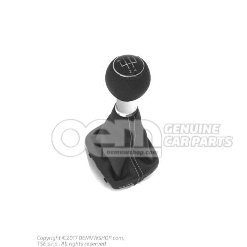Pommeau levier vitesses (cuir) avec gaine de protec. (cuir) soul (noir)/argent 8P0863278CFYVS