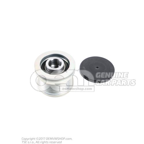 Poly v-belt pulley with freewheel and cover cap 045903119A