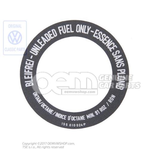 Sticker behind gas cap for Golf Mk1 Cabrio