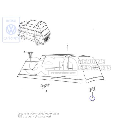 Adhesivo 'durchfahrhoehe 3m' Volkswagen Campmobil LT 7E 281070701A