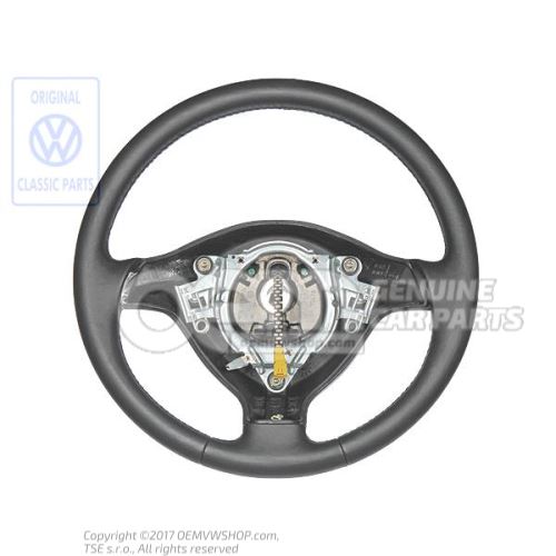 Steering wheel (leather) black/futura yellow Volkswagen Golf Cabriolet 1E 1E0419091F E74