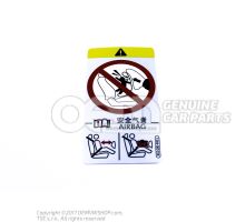 带示意图的标志牌，用于 - 安全气囊/儿童座椅-禁止- 5G0010029J