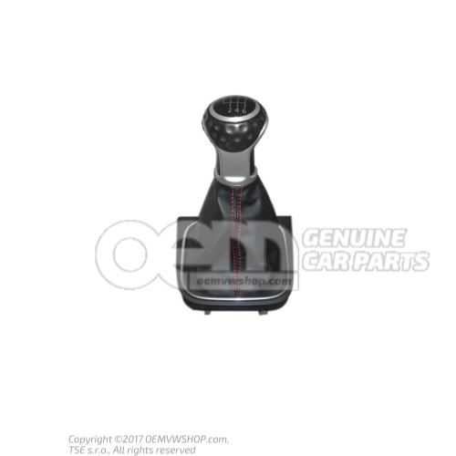 Pomo palanca cambio (cuero) negro/aluminio 1K0711113CMXPR