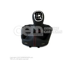 Gearstick knob (leather) black/black/red Skoda Citigo 1S 1ST711113Q QVL