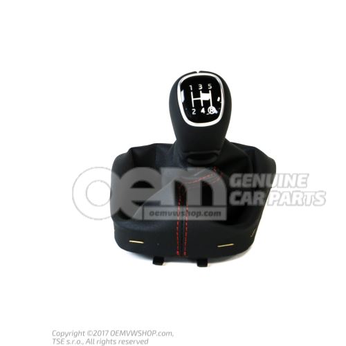 Pomo palanca cambio (cuero) negro/negro/rojo Skoda Citigo 1S 1ST711113Q QVL