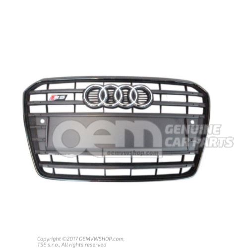 Radiator grille with number plate holder radiator grille, complete black 8T0853651M VMZ