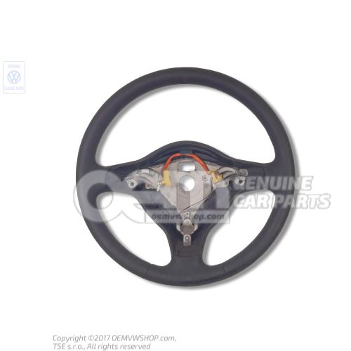 Steering wheel (leather) black/fantasia green 6N0419091L E74