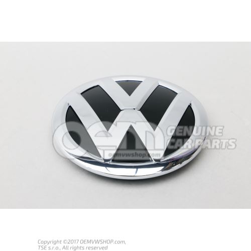 Znak VW čierny vysoký lesk / leštený chróm