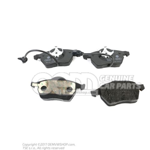 1 set: brake pads with wear indicator for disc brake 4B0698151AF