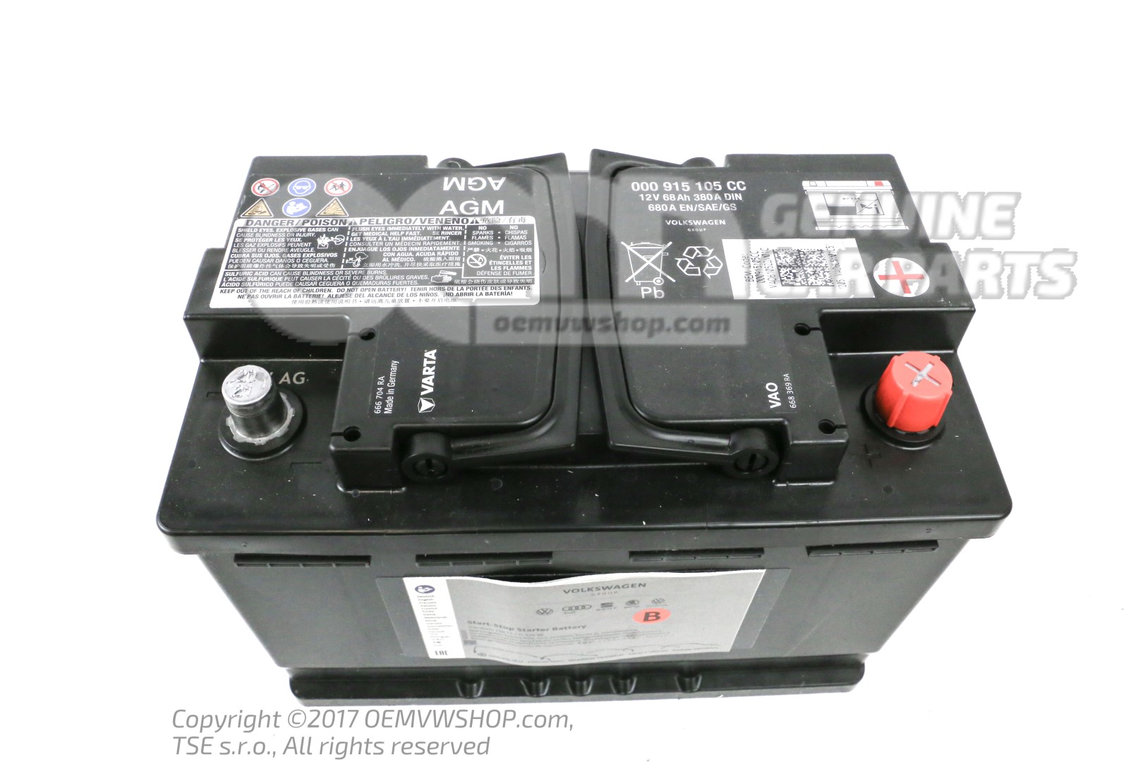 VW CC (358) Battery 7P0915105, 380A, 12V 18043938 - Used parts