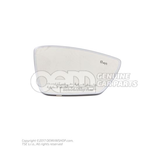Mirror glass (convex) with carrier plate for heated and electric adjustable exterior mirrors 565857522E
