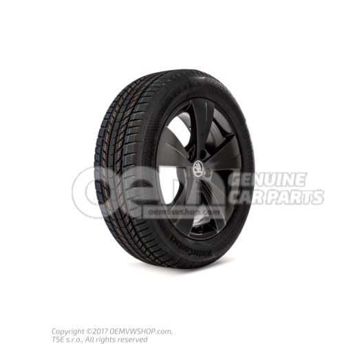 Rueda completa de invierno Llanta de aluminio de 17" apta para cadenas de nieve Negro brillante metalizado 3V0073527  FL8