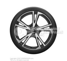 Aluminium rim with summer tyre finely turned matt black