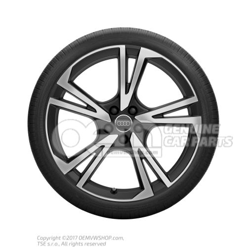 Aluminium rim with summer tyre finely turned matt black