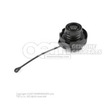 Cap with retaining strap for fuel tank for vehicles with central locking system 1K0201550AF