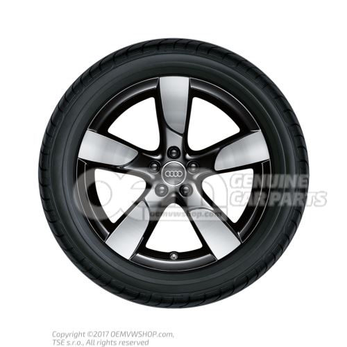 Aluminium rim with summer tyre black-glossy