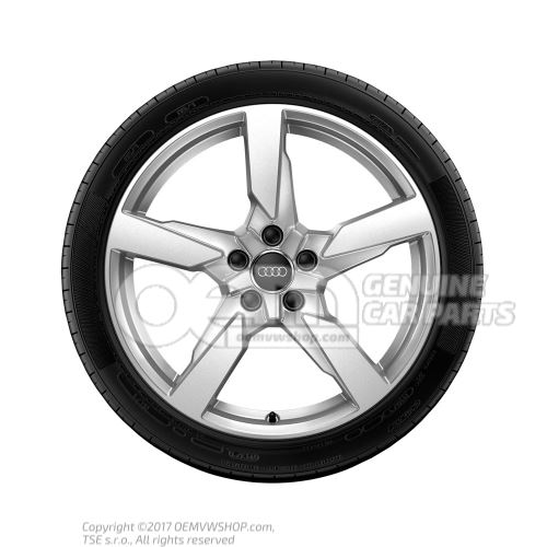 Aluminium rim with winter tyre electroplated silver metallic