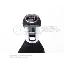 Pomo palanca cambio (cuero) negro/aluminio estandar/rojo 5G1711113D CBR