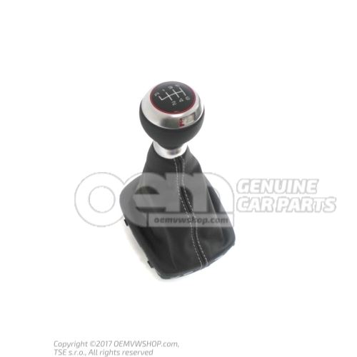 Gearstick knob (leather) with gearstick trim (leather) soul (black)/silver 8P0863278CCSZN