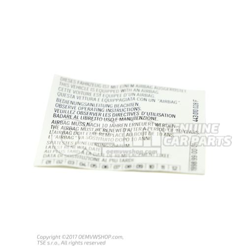 Sticker for airbag with renewal date 443010028F