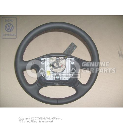 Steering wheel (leather) black/red 7D0419091T PEP